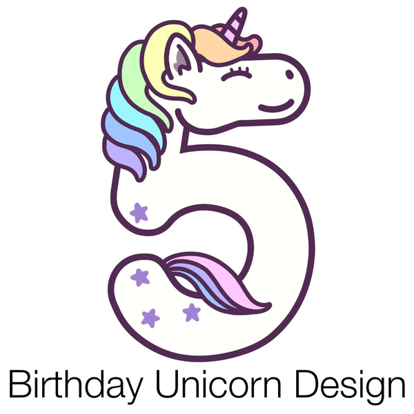 Birthday Unicorn Number Design