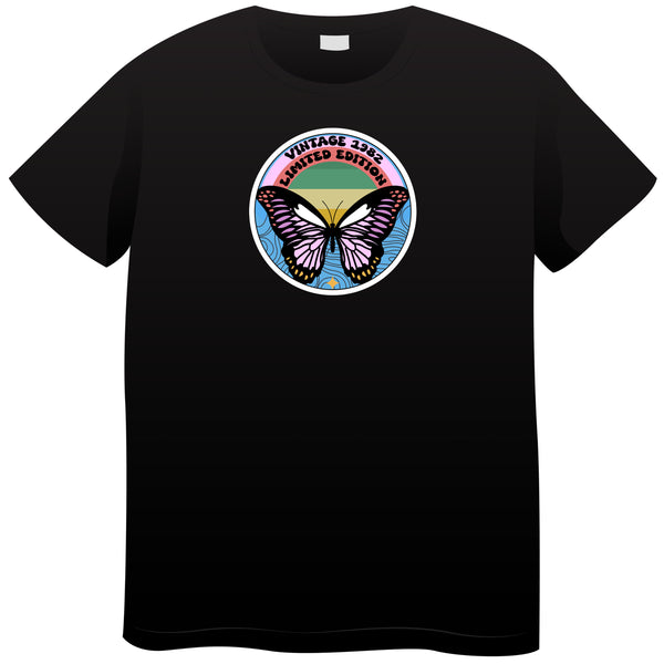 80's Butterfly | Black T-Shirt