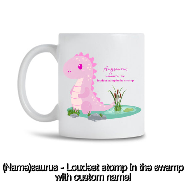 Green or Pink Dinosaurs Design | Customizable Name | Mug