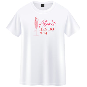 Champagne Glass | White Hen Do T-Shirt