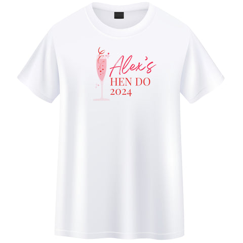 Champagne Glass | White Hen Do T-Shirt